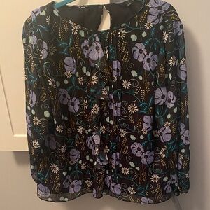 Banana Republic Black and Purple Floral Blouse